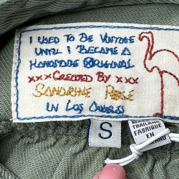 Sandrine Rose Twill Long Sleeve Oversized Dress Moss Women's Small NWT - Picture 2 of 12